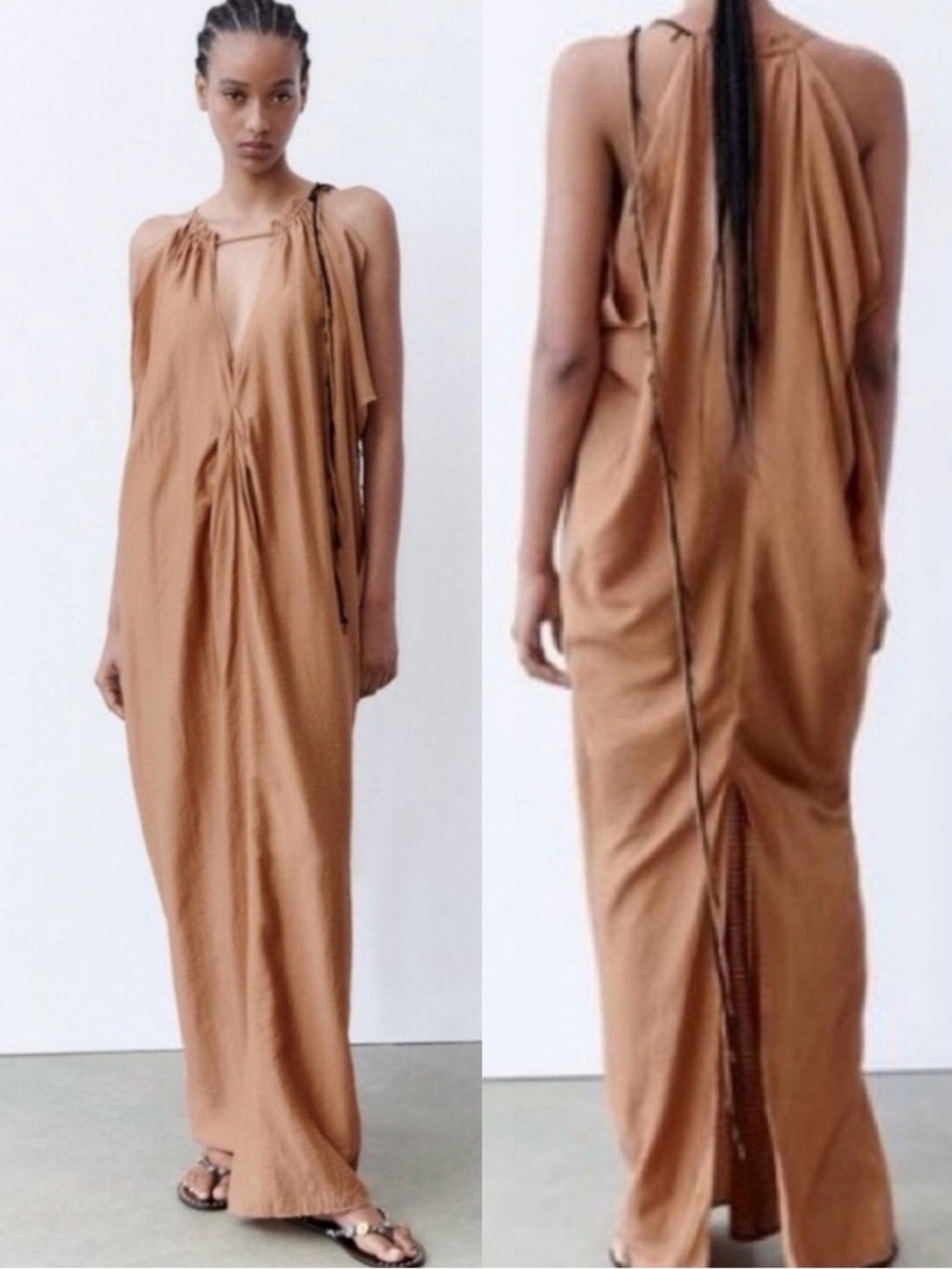 Zara Rust Brown Caftan style dress - Picture 9 of 9